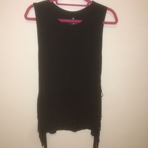 Black tank with fringe